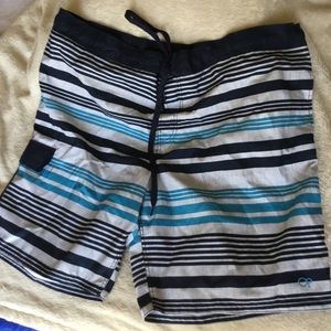 Stripped men’s swim trunks